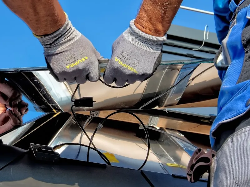 Aerial view of a solar energy farm